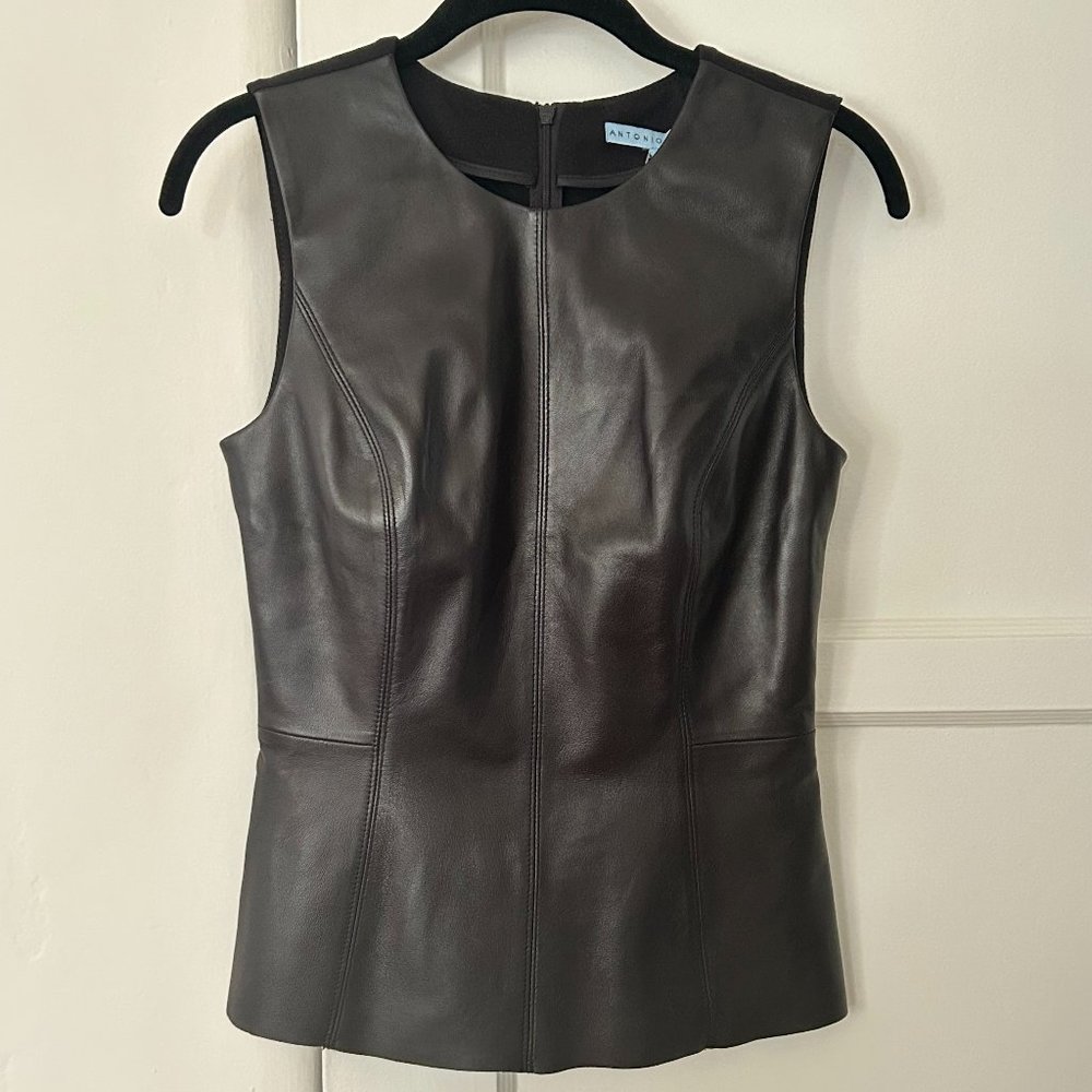 [NWT] Black Leather Top by Antonio Melani